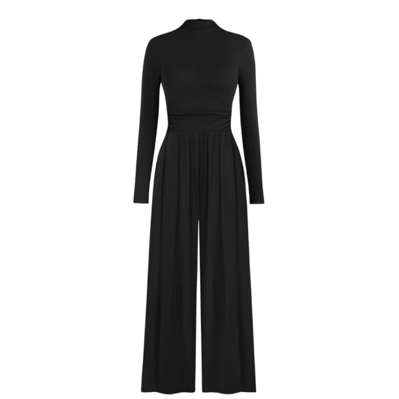 YOZY Pants - NWT Women's Ruched/Ribbed long sleeved jumpsuit in black